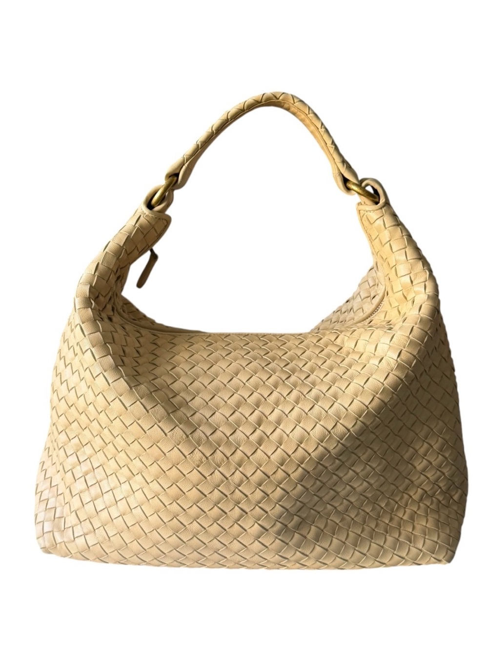 Bottega Veneta Pyramid Hobo Intrecciato Nappa Medium Color Hay/Pale Yellow